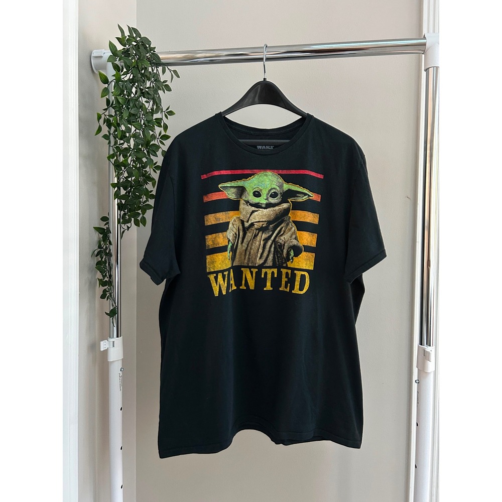 Gently Used Star Wars Mad Engine Baby Yoda Wanted T Shirt Black 2XL